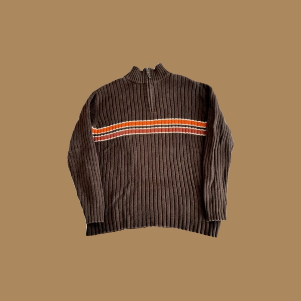 VINTAGE OLD NAVY STRIPED KNIT QUARTER-ZIP